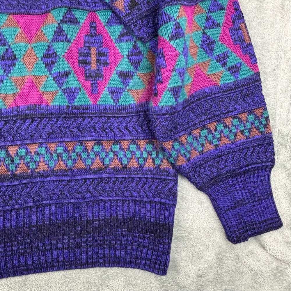 Vintage Meister Ski Sweater XL 80s 90s Geometric Aztec Pullover Wool Blend‎ - Picture 6 of 11